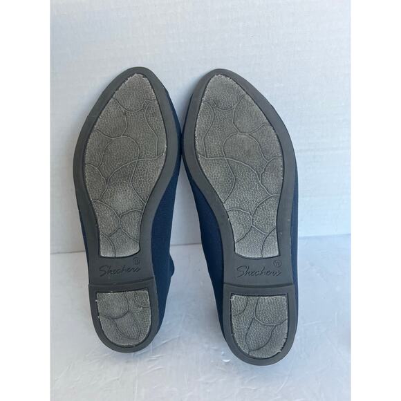 Skechers Cleo Blue Scalloped Wide Fit Memory Foam Fabric Slip On Flat Shoes 9 - Picture 11 of 11